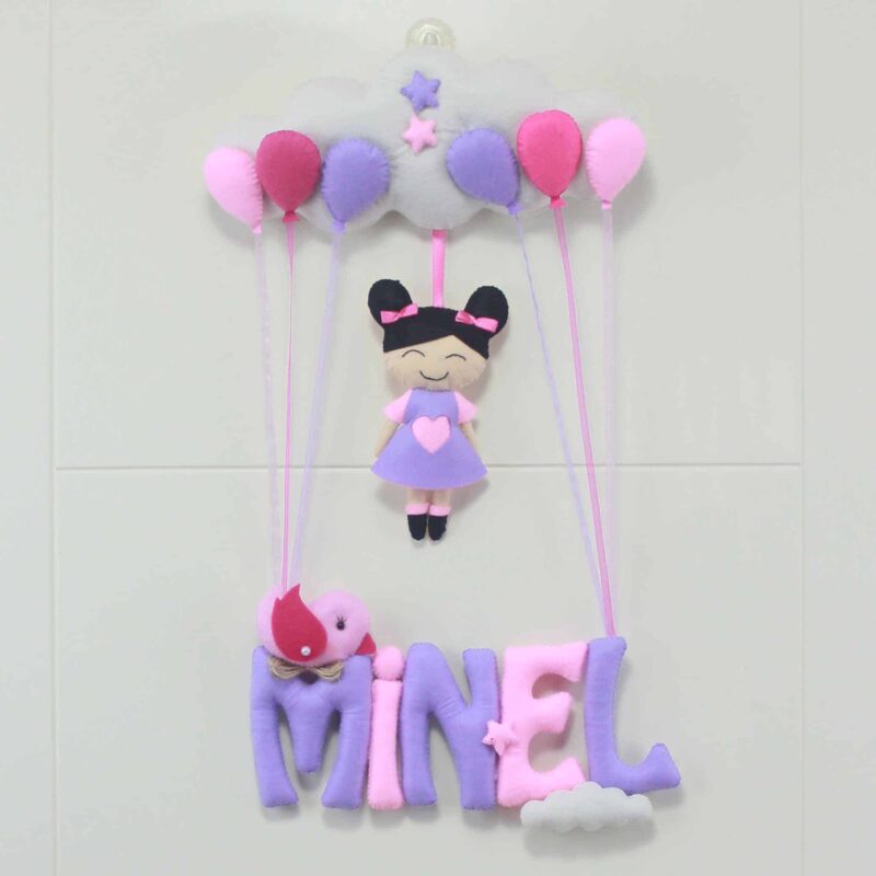 Minel isimli Pembe Lila Bebek Kapı Süsü