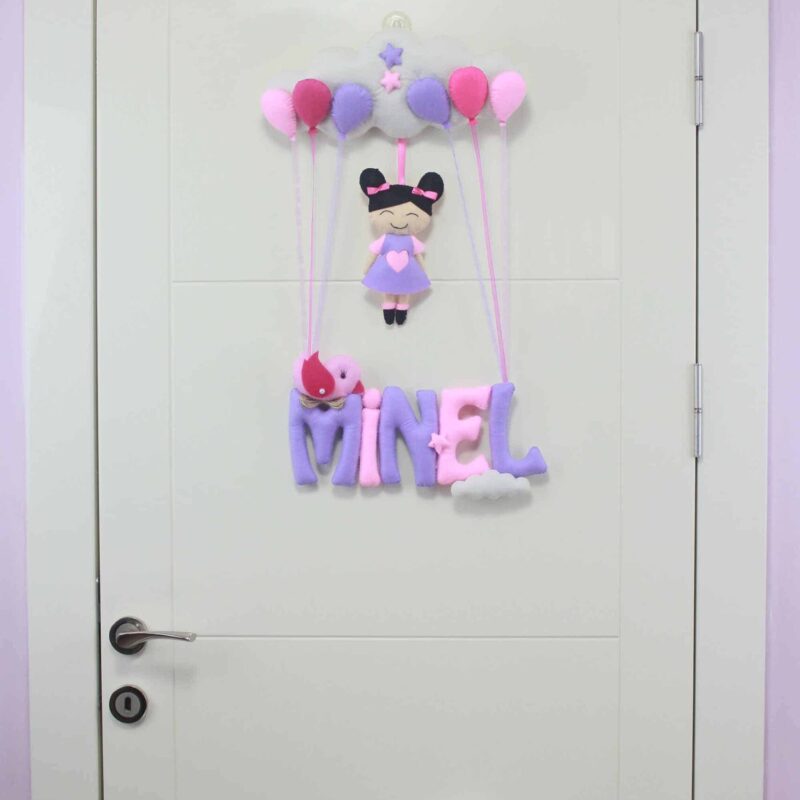 Minel isimli Pembe Lila Bebek Kapı Süsü
