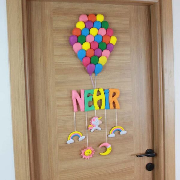 Nehir isimli Balonlar Unicorn Bebek Kapı Süsü