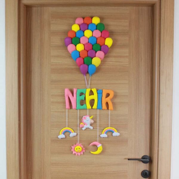 Nehir isimli Balonlar Unicorn Bebek Kapı Süsü