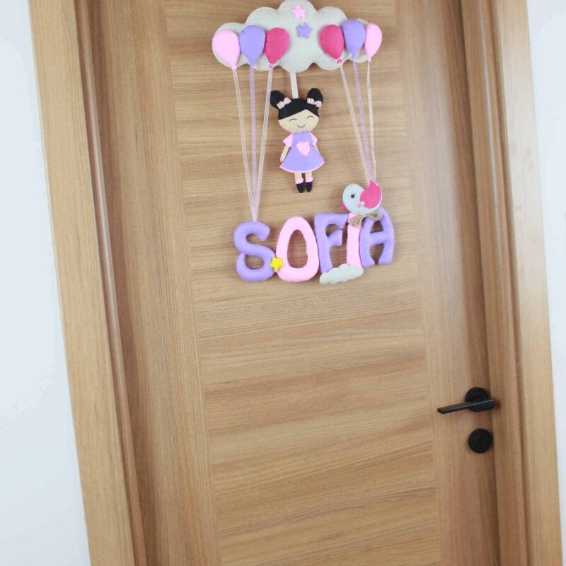Sofia isimli Pembe Lila Bebek Kapı Süsü