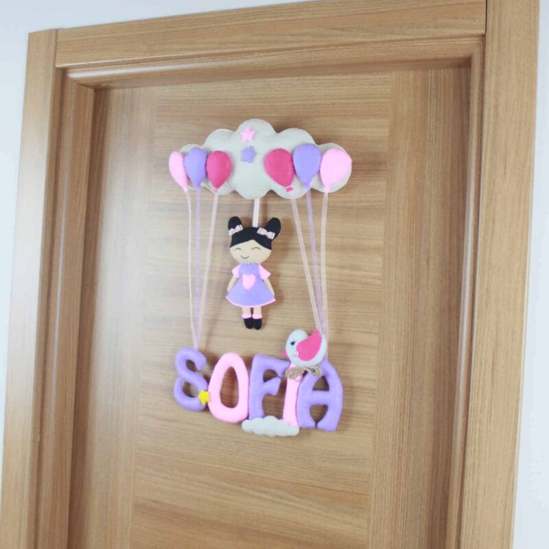 Sofia isimli Pembe Lila Bebek Kapı Süsü