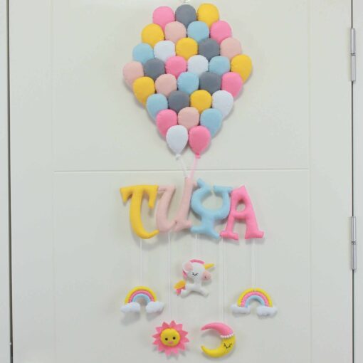 Tuya isimli Balonlar Unicorn Bebek Kapı Süsü