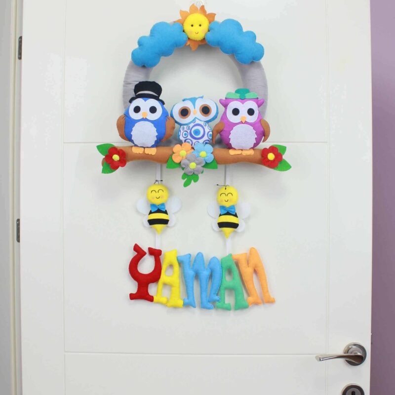Yaman isimli Baykuş Bebek Kapı Süsü