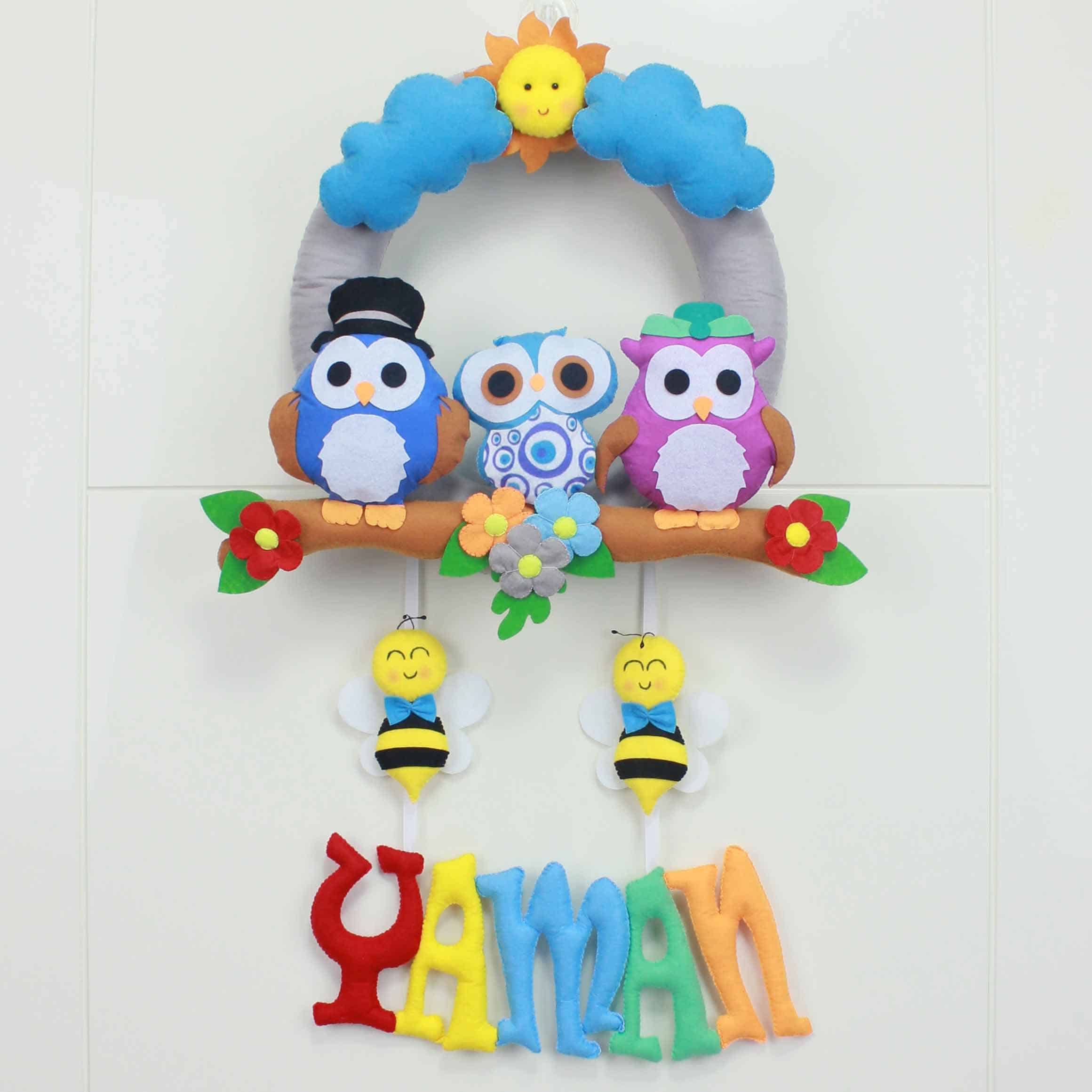 Yaman isimli Baykuş Bebek Kapı Süsü