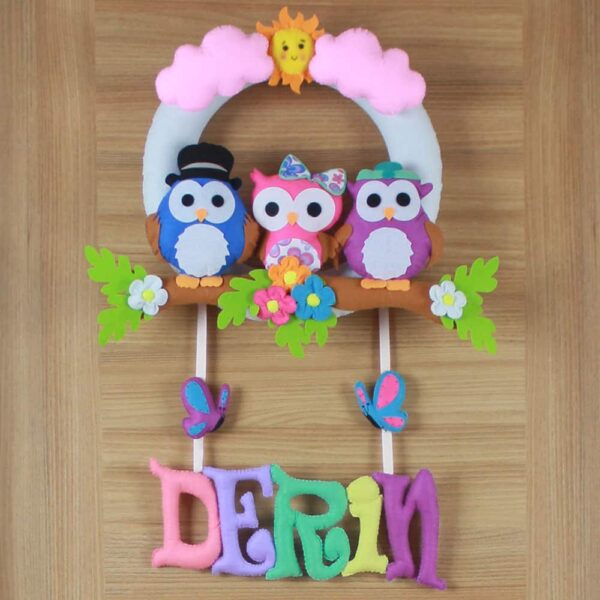 Derin isimli Baykuş Bebek Kapı Süsü