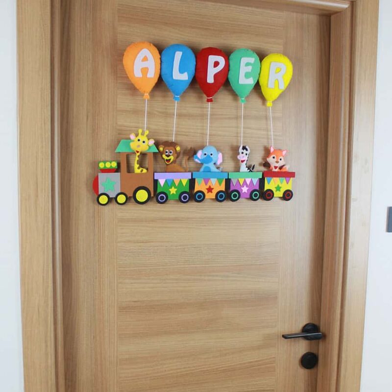 Alper isimli Tren Bebek Kapı Süsü