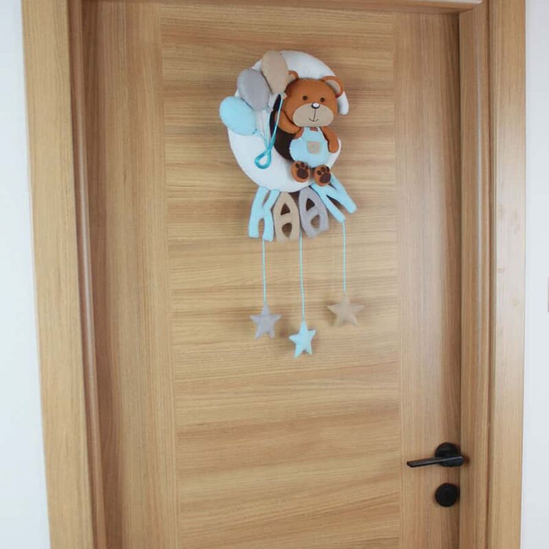 Kaan isimli Aydede Ayıcık Bebek Kapı Süsü