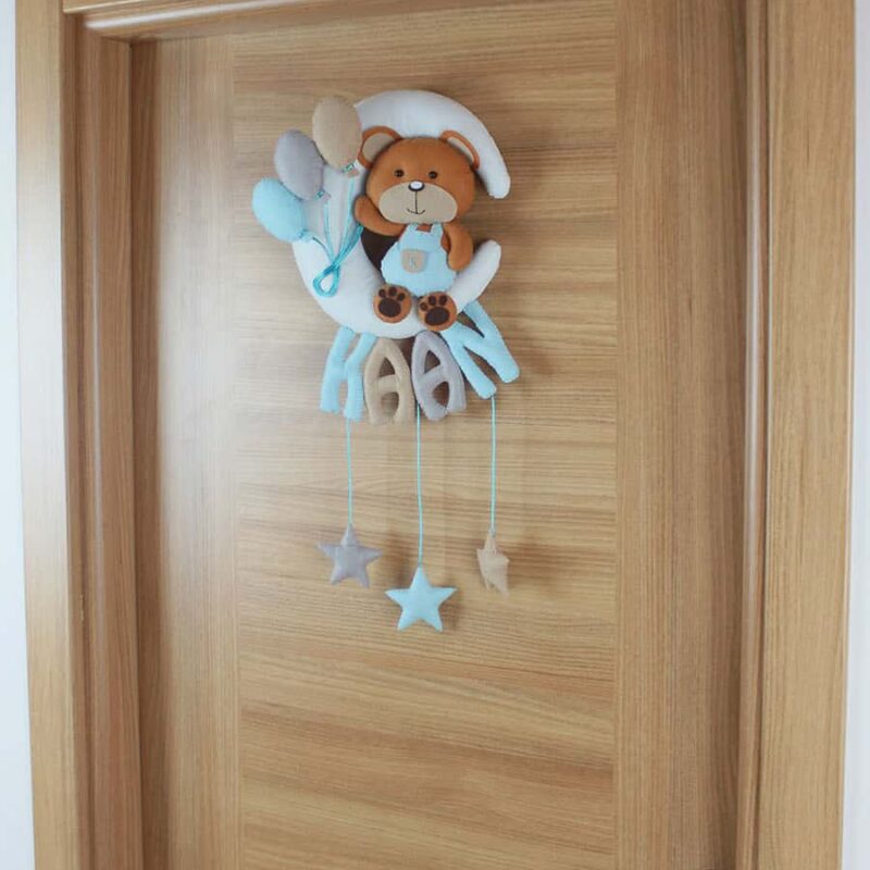 Kaan isimli Aydede Ayıcık Bebek Kapı Süsü