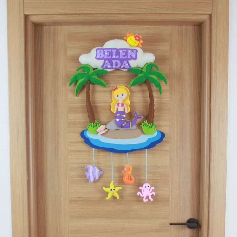 Belen Ada İsimli Deniz Kızı Bebek ve Hastane Odası Kapı Süsü
