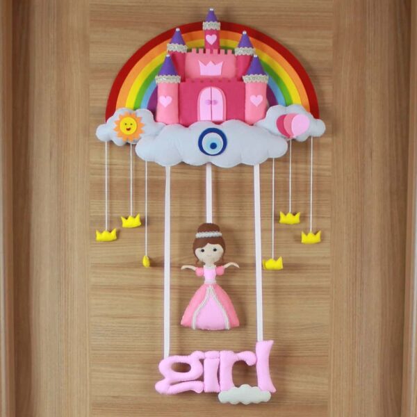 Girl yazılı Şato Kız Bebek Kapı Süsü