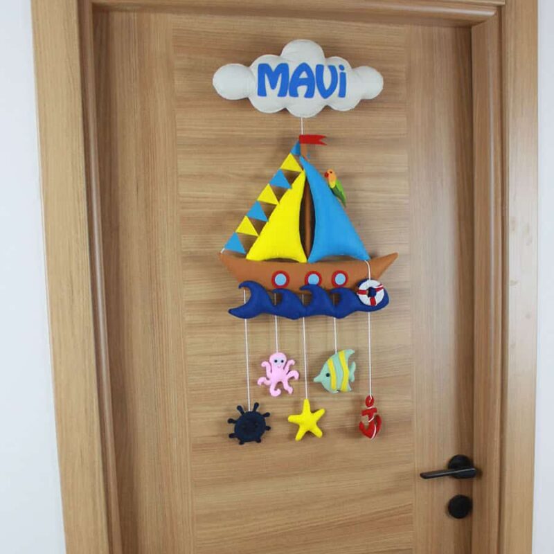Mavi isimli Denizci Bebek ve Hastane Odası Kapı Süsü