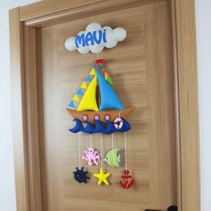 Mavi isimli Denizci Bebek ve Hastane Odası Kapı Süsü