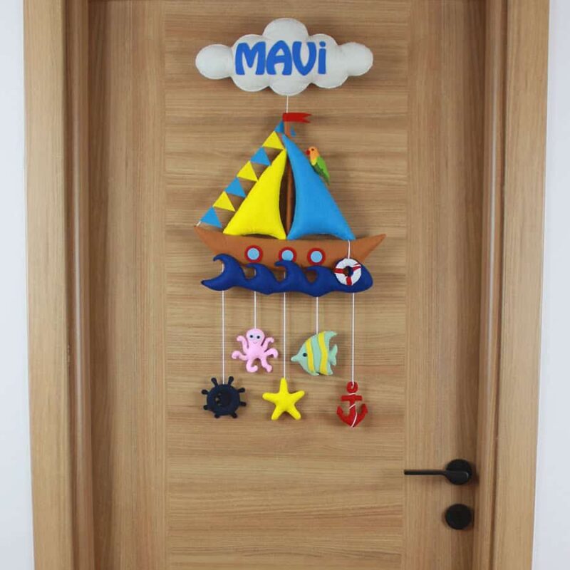 Mavi isimli Denizci Bebek ve Hastane Odası Kapı Süsü