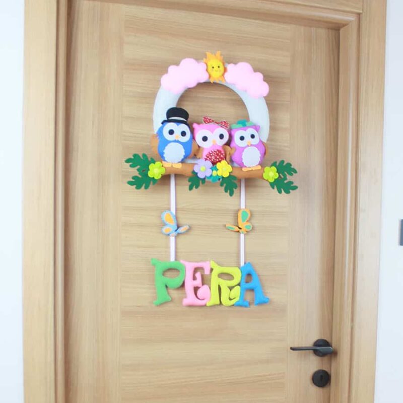 Pera isimli Baykuş Hastane ve Bebek Odası Kapı Süsü