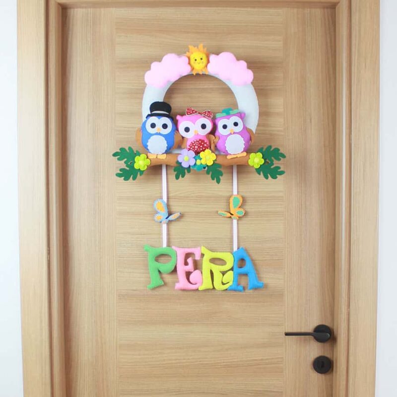 Pera isimli Baykuş Hastane ve Bebek Odası Kapı Süsü
