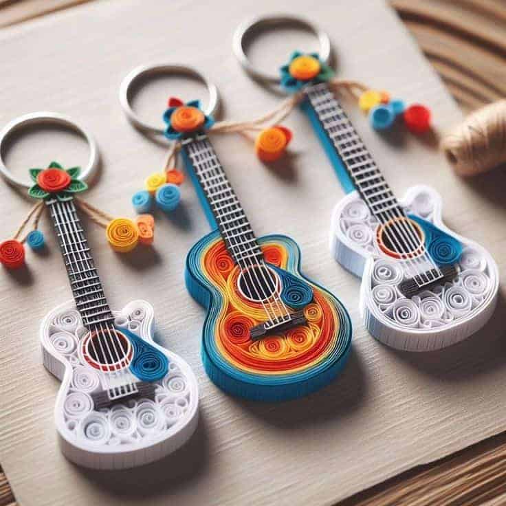 quilling anahtarlık gitar
