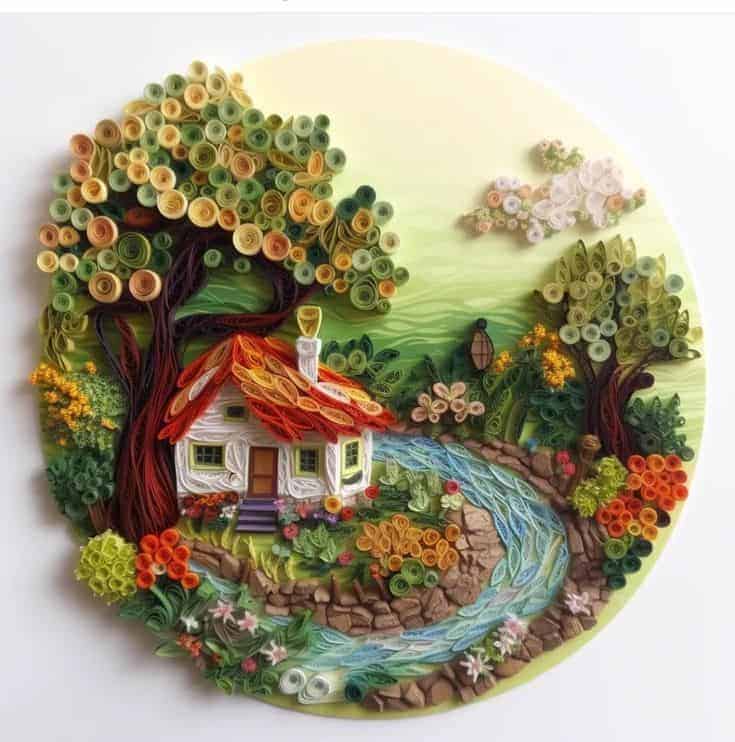 Quilling manzara tablosu