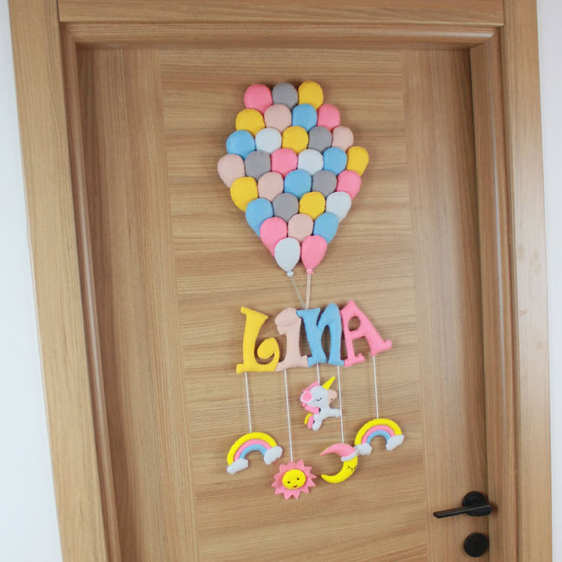 Lina isimli Balonlar Kız Bebek ve Hastane Doğum Odası Kapı Süsü