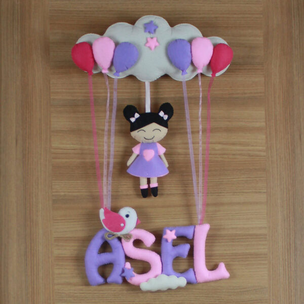 Asel isimli Pembe Lila Bebek Kapı Süsü
