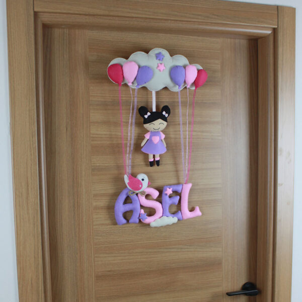 Asel isimli Pembe Lila Bebek Kapı Süsü