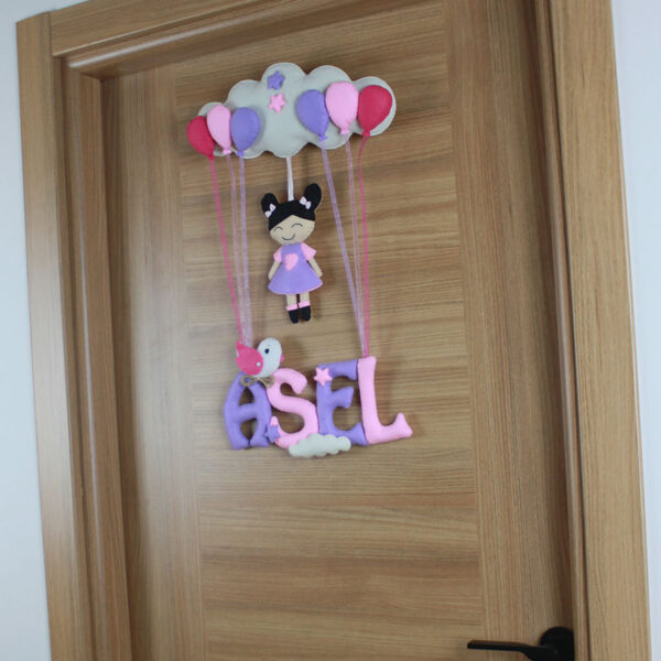 Asel isimli Pembe Lila Bebek Kapı Süsü