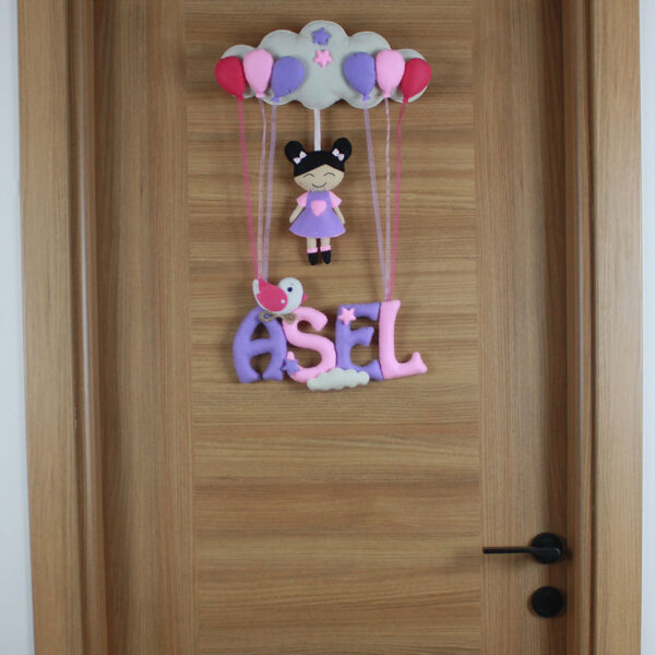 Asel isimli Pembe Lila Bebek Kapı Süsü