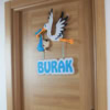 Erkek bebek kapı süsü ve montajı, yan açılış