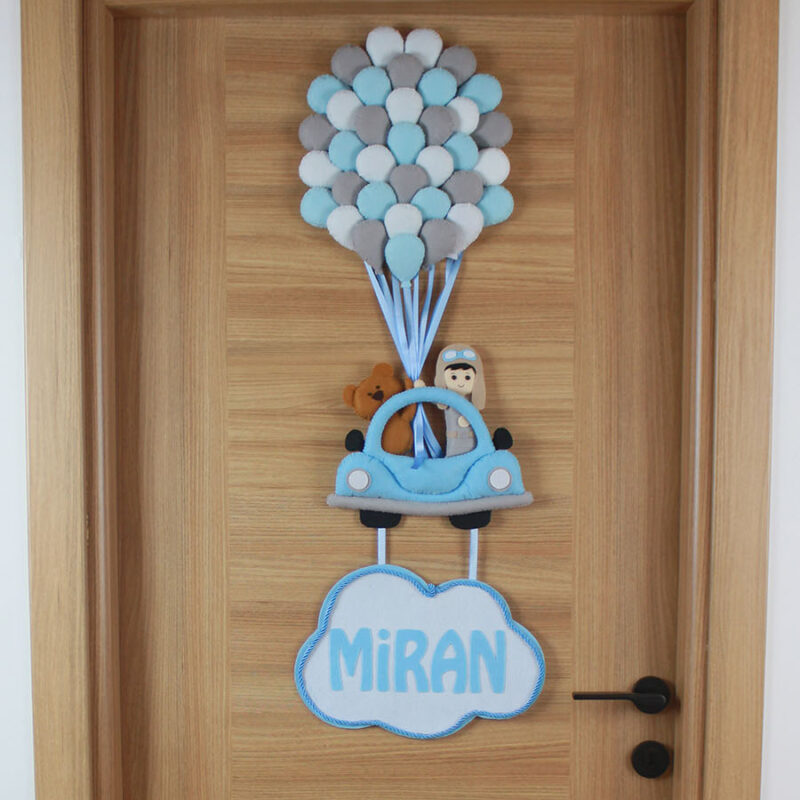 Miran isimli balonlar vosvos keçe bebek kapı süsü