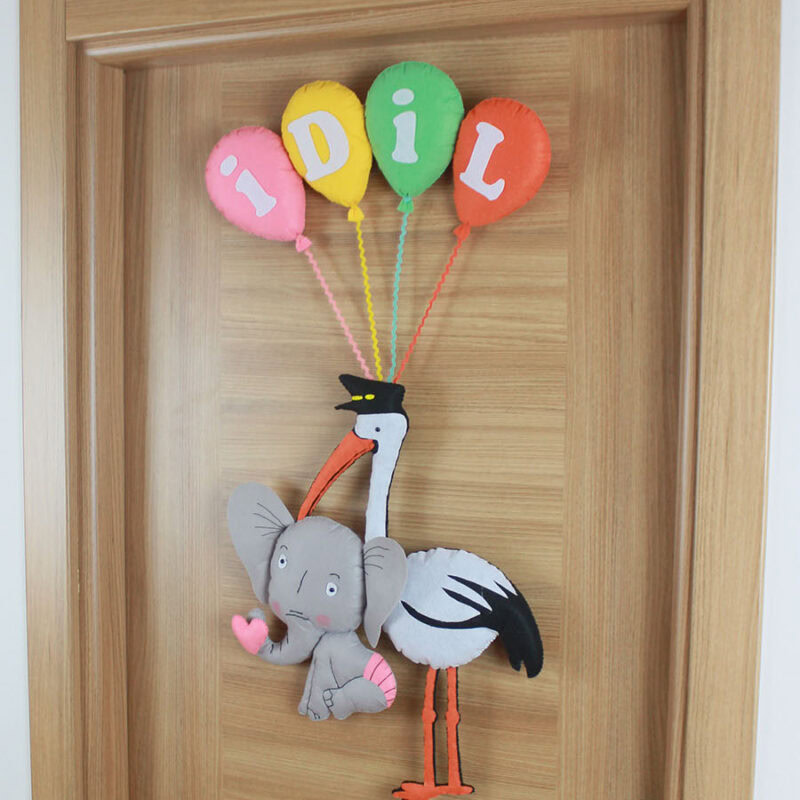 İDİL yazılı pembe, sarı, yeşil, turuncu keçe balonlar