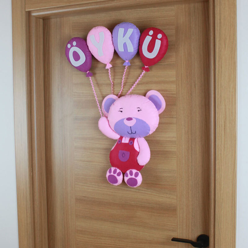 ÖYKÜ yazılı pembe, mor ve lila keçe balonlar