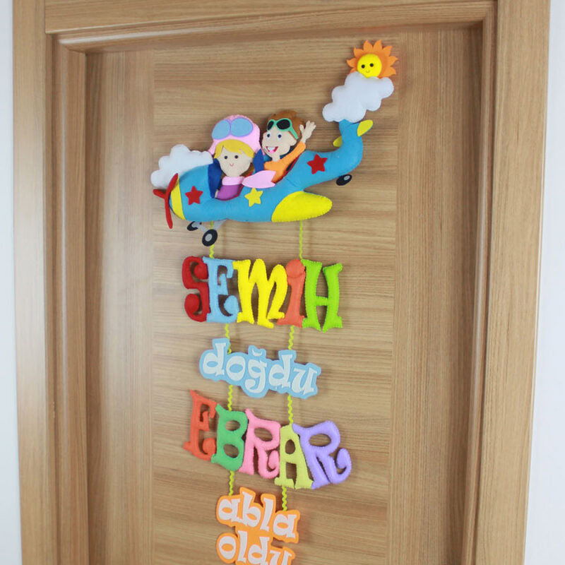 SEMİH doğdu EBRAR abla oldu yazılı renkli keçe harfler ve harf düzeni