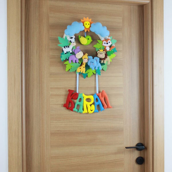 Güneş, bulut ve kuş figürlü bebek odası duvar süsü