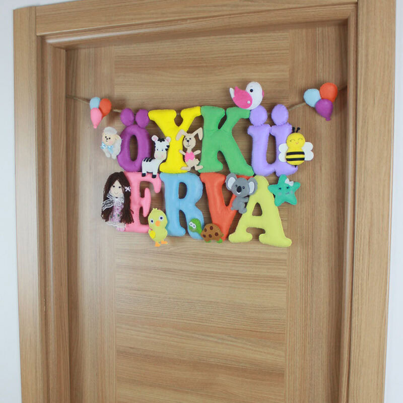 Keçe hayvan figürleri zürafa tavşan arı detayları