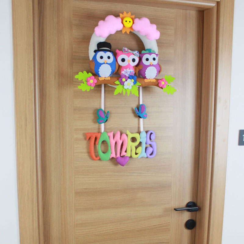 Bebek odası kapı süsü üst bölüm bulut ve güneş figürleri