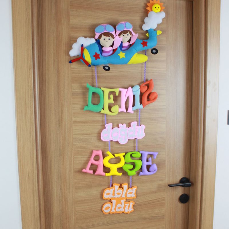 Deniz doğdu Ayşe abla oldu yazılı keçe pano detay