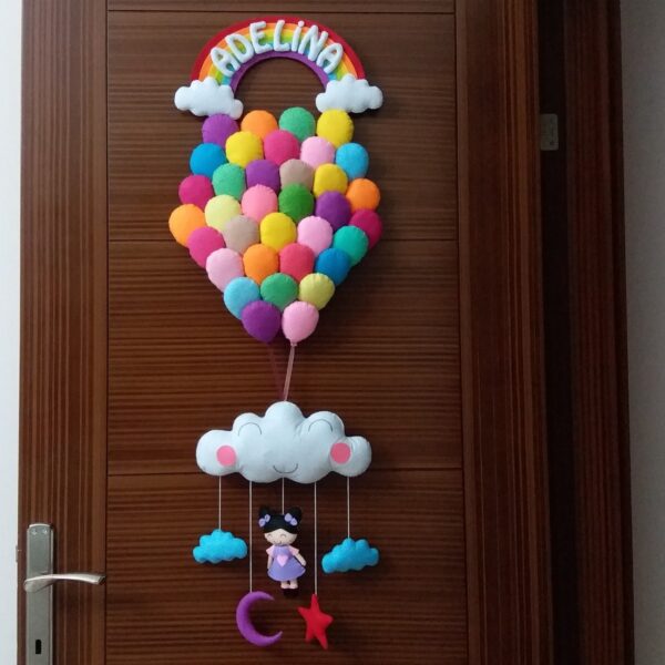 Adelina İsimli Balonlar Bebek Kapı Süsü