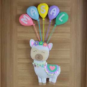 Balonlu Lama Keçe Bebek Kapı Süsü