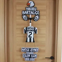 Hatice Zeynep İsimli Yavru Kartaliçe Siyah Beyaz Temalı Keçe Kapı Süsü