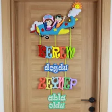 Kerem ve Zeynep İsimli Pilot Temalı Kardeş Bebek Kapı Süsü