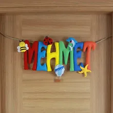 Mehmet İsimli İp İsimlik Keçe Bebek Kapı Süsü